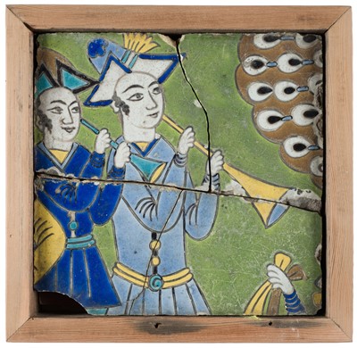 Lot 593 - Safavid Tile. A polychrome Safavid tile, Iran, late 17th century