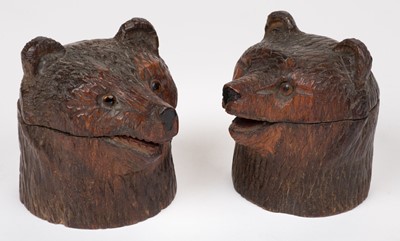 Lot 504 - Black Forest. A pair of German Black Forest bear inkwells