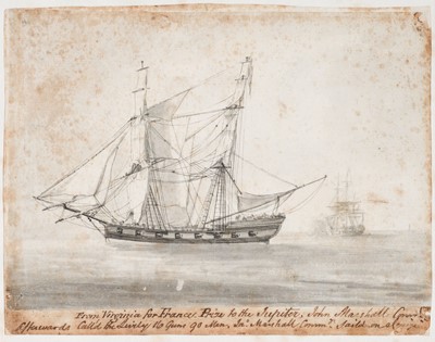 Lot 80 - Pocock (Nicholas, 1740-1821). The Lively Becalmed, 1780, grisaille watercolour..., and others