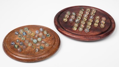 Lot 526 - Marbles. Two solitaire boards and marbles
