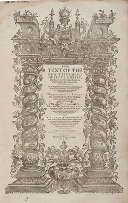 Lot 259 - New Testament [English]. The Text of the New Testament of Jesus Christ, 1617
