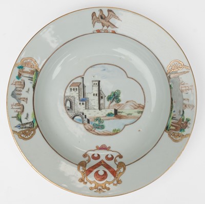 Lot 576 - Armorial Plate. A Chinese export armorial porcelain plate, Qianlong period