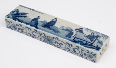 Lot 591 - Scroll Weight. A Chinese porcelain rectangular scroll weight, Qing dynasty