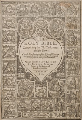 Lot 255 - Bible [English]. The Holy Bible, Containing the Old Testament, and the New…, London, 1613