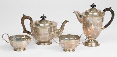 Lot 419 - Tea Service. A George V Four piece tea service by Emile Viner, Sheffield, 1931