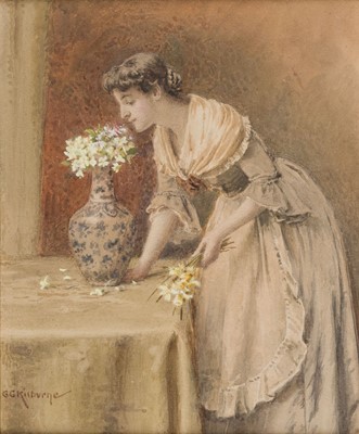 Lot 146 - Kilburne (George Goodwin, 1839-1924). Woman and Flowers, watercolour