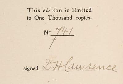Lot 384 - Lawrence (David Herbert). Lady Chatterley's Lover, 1st edition, signed by author, 1928