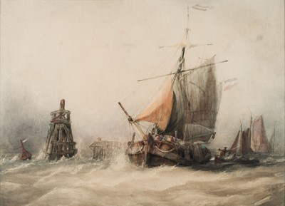 Lot 123 - Nibbs (Richard Henry, 1816-1893). Dutch Sailbarge off a Pier, watercolour