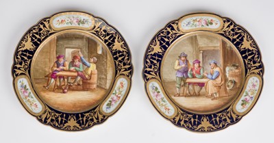 Lot 557 - Cabinet Plates. A pair of Sevres porcelain cabinet plates, late 19th century