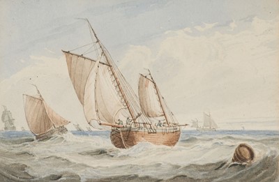 Lot 110 - Owen (Samuel, 1768-1857). Sailing Vessels in Choppy Seas, watercolour and others