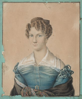 Lot 115 - Continental School. Portrait of a young lady, circa 1820