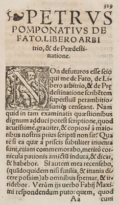 Lot 230 - Pomponazzi (Pietro). Opera. De naturalium effectum admirandorum causis, 1567