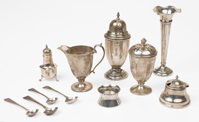 Lot 409 - Mixed silver. A George V silver sugar caster by Percy James Finch, Birmingham, 1925