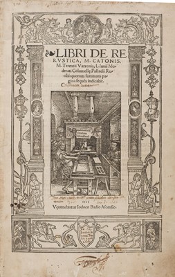 Lot 221 - Cato (Marcus Porcius, et alia). Libri de Re Rustica, Jodocus Badius Ascensius, 1529