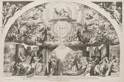 Lot 6 - Cort (Cornelis, 1533-1578). The Annunciation with Prophets, after Federico Zuccaro, 1571