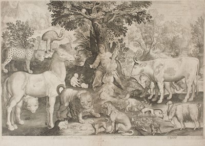 Lot 20 - De Bruyn (Nicolaes, 1571-1656). Orpheus Taming the Animals, circa 1610-30