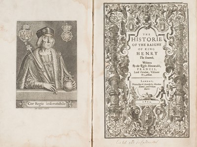 Lot 262 - Bacon (Francis). The Historie of the Raigne of King Henry the Seuenth. 1622