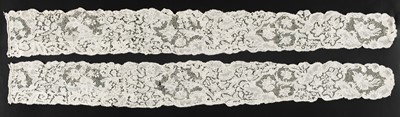 Lot 330 - Honiton Lace. A pair of long lappets, circa 1725-1730