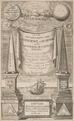 Lot 276 - Bacon (Francis). Of the Advancement and Proficience of Learning, 1st edition in English, 1640