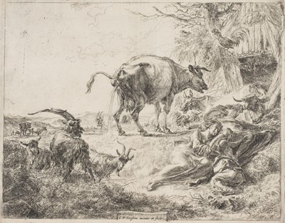 Lot 43 - Berghem (Nicolaes, 1620-1683). The Pissing Cow, circa 1650