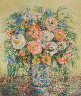 Lot 211 - Fisher-Prout (Margaret, 1875-1963). Still life of flowers in a vase, 1926, oil on board
