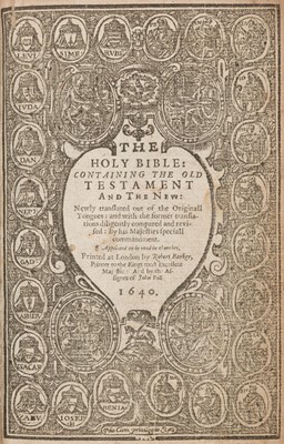 Lot 275 - Bible [English]. The Holy Bible, Containing The Old Testament And The New…, London, 1640