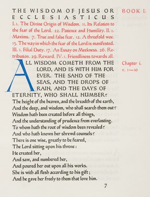 Lot 337 - Ashendene Press. The Wisdom of Jesus, the Son of Sirach, Commonly Called Ecclesiasticus, 1932