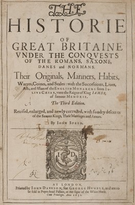 Lot 266 - Speed (John). The Historie of Great Britaine, 3rd edition, London: John Dawson, 1632