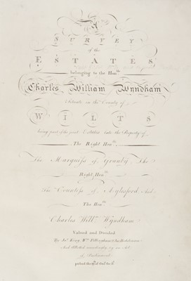 Lot 85 - Wiltshire. Survey of the Estates belonging to the Honble: Charles William Wyndham, 1779