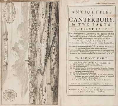 Lot 80 - Somner (William & Battely, Nicolas). The Antiquities of Canterbury, 2 parts in 1, 1703