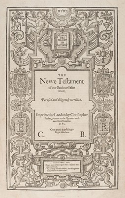 Lot 240 - Bible [English]. [The Holy Byble, Bishop's version], London: by Christopher Barker, 1585