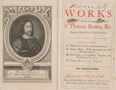 Lot 293 - Brown (Thomas). The Works Of the Learned Sr Thomas Brown, Kt. Doctor of Physick, London, 1686