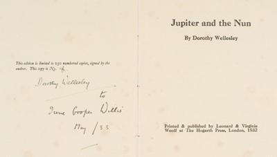 Lot 407 - Wellesley (Dorothy). Jupiter and the Nun, 1st edition, London: Hogarth Press, 1932