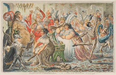 Lot 177 - Gillray (James). Dilettanti-Theatricals: -or- a peep at the Green Room, c. 1851