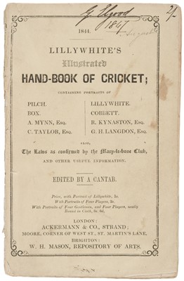 Lot 434 - Lillywhite (Frederick William). Lillywhite's Illustrated Hand-Book of Cricket, [1844]