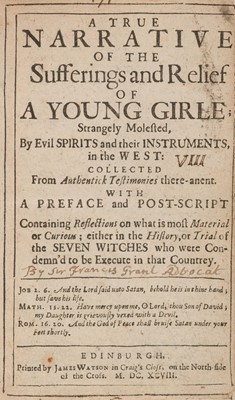 Lot 342 - [Grant, Francis, Lord Cullen]. A True Narrative of the Sufferings and Relief of a young girle, 1698