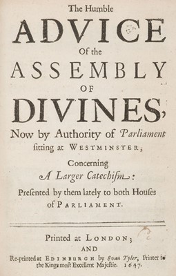 Lot 215 - Westminster Assembly. A directory for the publique worship of God..., 1644