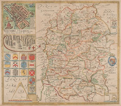 Lot 500 - Wiltshire. Saxton (C. & P. Lea), Wiltshire, wth Salisbury Citty & Stone heng..., circa 1693