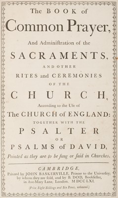 Lot 268 - Baskerville Press. The Book of Common Prayer, 2nd edition, 1761