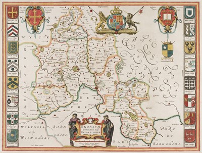 Lot 477 - Oxfordshire. Blaeu (Johannes), Oxonium Comitatus vulgo Oxford Shire, Amsterdam, circa 1646