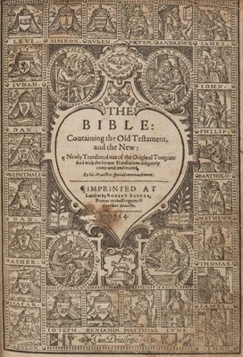 Lot 195 - Bible [English]. The Bible: Containing the Old Testament, and the New, 1614