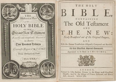 Lot 258 - Bible [English]. The Holy Bible…, Engrav’d by J. Cole, London, 1716