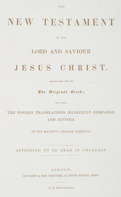 Lot 304 - New Testament [English]. The New Testament of our Lord and Saviour Jesus Christ, [1834?]