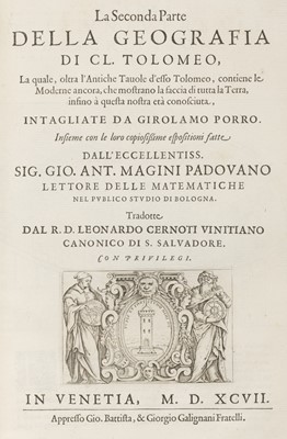 Lot 29 - Ptolemaeus (Claudius). Geografia cioè Descrittione Universale della Terra, 1st Italian edition, 1598