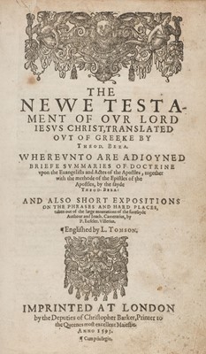 Lot 186 - Bible [English]. The Bible: That is, the Holy Scriptures…, London, 1594