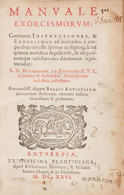 Lot 200 - Eynatten (Maximilian van). Manuale Exorcismorum..., 1626