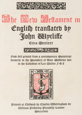 Lot 312 - The New Testament in English translated by John Wycliffe. Circa Mccclxxx…, London, 1848