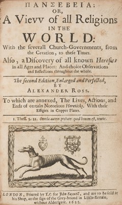 Lot 224 - Ross (Alexander). Pansebeia: or, A View of all Religions in the World, 2nd ed., London, 1655