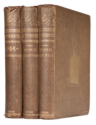Lot 403 - Ruskin (John). The Stones of Venice, 3 volumes, new edition, London: Smith, Elder, and Co., 1874
