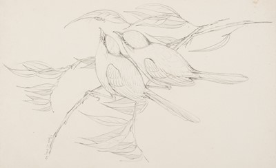 Lot 116 - Gould (John, 1804-1881). Two birds inspecting an insect on a branch, 1849